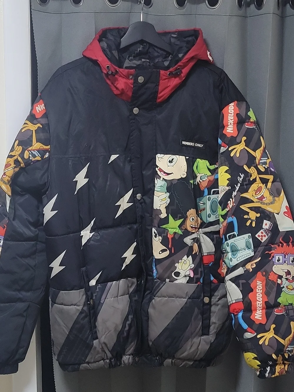 Members Only Kids Black & Red Cartoon-Print Puffer Jacket
